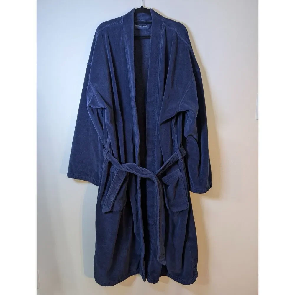 Polo Ralph Lauren Navy Terry Cloth Robe L/XL Belted Luxury Old Money Cozy Lounge